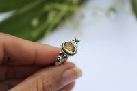 Anillo de plata de ley con piedras preciosas de citrino, anillo de piedra amarilla con piedra de nacimiento de noviembre, SKU 6189