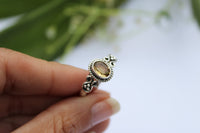 Citrine Gemstone Sterling Silver Ring, November Birthstone Yellow Stone Ring, SKU 6189