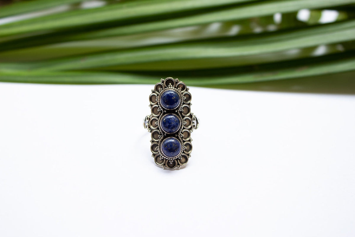 Lapis Lazuli Ring, Indigo Blue Stone Ring, September Dainty Ring, SKU 6259