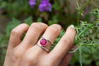 Anillo de piedra preciosa de rubí rojo, piedra de nacimiento de julio, anillo de propuesta, SKU 6174
