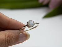 Anillo de piedra lunar, anillo delicado, anillo de apilamiento, Boho, SKU 6222