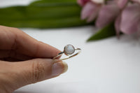 Anillo de piedra lunar, anillo delicado, anillo de apilamiento, Boho, SKU 6222