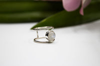Rainbow Moonstone Ring, Sterling Silver, Boho Ring, SKU 6172