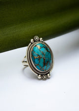 Genuine Turquoise Ring, Sterling Silver Ring, Blue Ring, Boho, SKU 6230