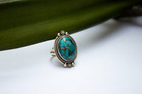 Anillo turquesa genuino, anillo de plata esterlina, anillo azul, Boho, SKU 6230