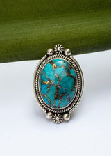 Genuine Turquoise Ring, Sterling Silver Ring, Blue Ring, Boho, SKU 6230