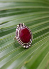 Ruby Ring Sterling Silver, July Birthstone, Boho Southwestern Ring, SKU 6188