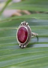 Ruby Ring Sterling Silver, July Birthstone, Boho Southwestern Ring, SKU 6188