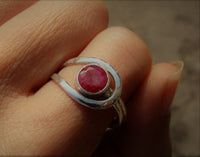 Anillo de plata de ley con piedras preciosas de rubí rojo, piedra natal de julio, anillo de propuesta, SKU 6203