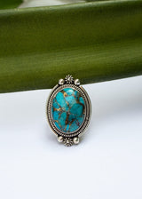 Genuine Turquoise Ring, Sterling Silver Ring, Blue Ring, Boho, SKU 6230