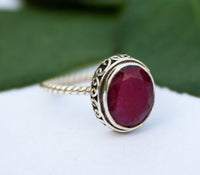 Garnet Ring, Garnet Ring Silver, January Birthstone Ring, Boho, SKU 6225