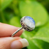 Anillo de granate, plata de anillo de granate, anillo de piedra natal de enero, Boho, SKU 6225