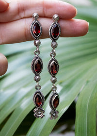 Garnet Earrings, Bohemian Garnet, 925 Sterling Silver, January Birthstone, SKU 6103