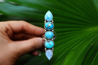 Moonstone, Turquoise, and Larimar Ring, Sterling Silver, SKU 6116
