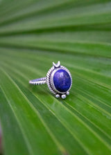 Bague Lapis Lazuli, pierre de naissance septembre, bague croissant de lune, demi-lune, SKU 6183