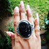 Black Onyx Gemstone Sterling Silver Ring, Statement Ring, Witchy Ring, Boho, SKU 6214