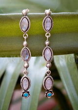 Moonstone Earrings, Sterling Silver Moonstone and Turquoise Earrings, SKU 6270