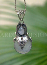 Pendentif en pierre de lune, pierre de lune bleue en argent sterling, SKU 6106