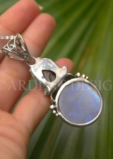 Pendentif en pierre de lune, pierre de lune bleue en argent sterling, SKU 6106