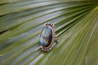 Anillo de plata esterlina con labradorita azul brillante, anillo Boho, SKU 6147