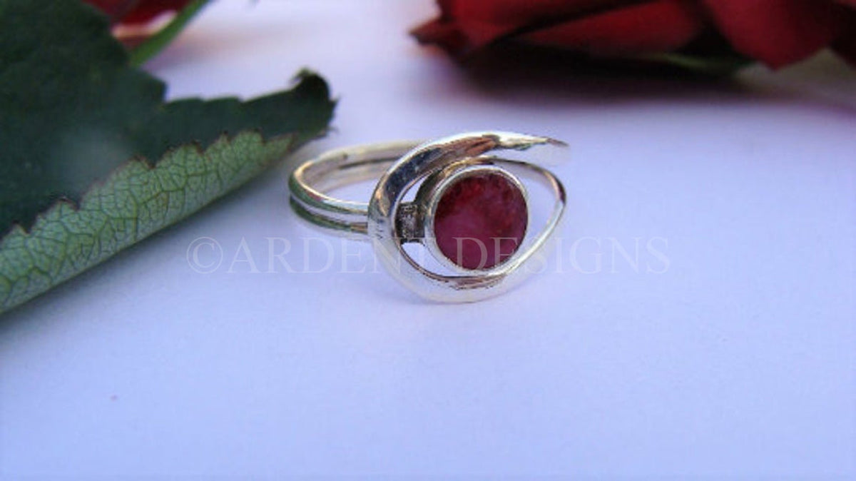 Red Ruby Gemstone Sterling Silver Ring, July Birthstone, Propose Ring, SKU 6203
