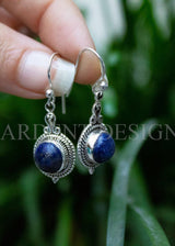 Boucles d'oreilles Lapis Lazuli, Boucles d'oreilles en argent sterling, SKU 6101