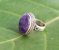 Bague turquoise en cuivre violet, bague en argent sterling Mohave Turquoise, Boho, cadeau pour elle SKU 6289