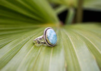 Blue Larimar Stone, Sterling Silver Ring, Dominican Republican Natural Larimar, SKU 6173