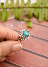 Bague en argent sterling turquoise cuivre bleu, Boho, SKU 6182