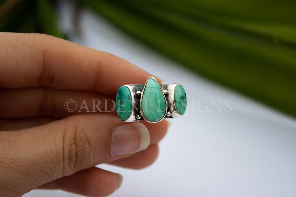 Turquoise Ring, Natural Turquoise Sterling Silver, December Birthstone, SKU 6139