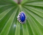 Lapis Lazuli Ring, Sterling Silver Half Moon Ring, Celestial Ring, SKU 6115