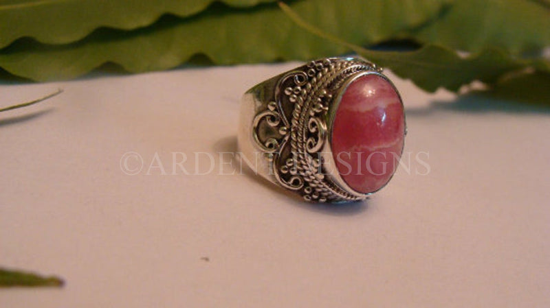 Rhodochrosite Ring, Natural Pale Pink Stone Ring, SKU 6200