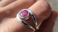 Bague en argent sterling avec pierres précieuses rubis rouge, pierre de naissance de juillet, bague de proposition, SKU 6203