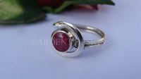 Bague en argent sterling avec pierres précieuses rubis rouge, pierre de naissance de juillet, bague de proposition, SKU 6203