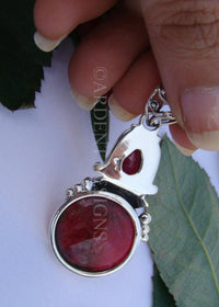 Ruby Pendant Sterling Silver, Red Stone Pendant Handmade Artisan, SKU 6148