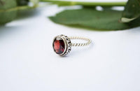 Garnet Ring, Garnet Ring Silver, January Birthstone Ring, Boho, SKU 6225