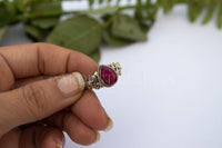 Anillo de plata de ley con piedras preciosas de rubí rojo, piedra natal de julio, anillo de propuesta, SKU 6202