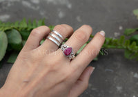 Red Ruby Gemstone Sterling Silver Ring, July Birthstone, Propose Ring, SKU 6202