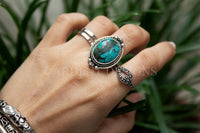 Natural Turquoise Sterling Silver Ring, Boho, December Birthstone, SKU 6212