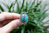 Natural Turquoise Sterling Silver Ring, Boho, December Birthstone, SKU 6212