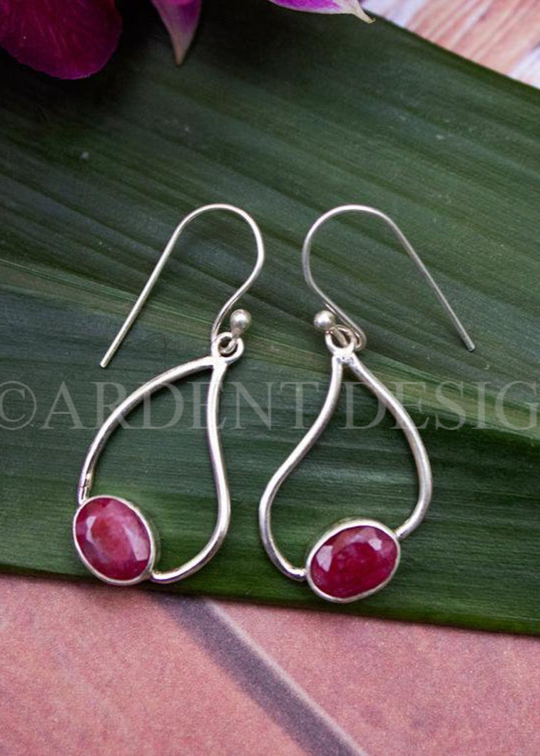 Ruby Earrings, Ruby Gemstone Sterling Silver Earrings, July Birthstone, SKU 6095