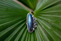 Anillo de labradorita, anillo de plata esterlina con labradorita azul brillante, SKU 6254