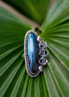 Labradorite Ring, Blue Flash Labradorite Sterling Silver Ring, SKU 6254
