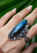 Labradorite Ring, Blue Flash Labradorite Sterling Silver Ring, SKU 6254