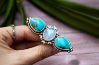 Natural Turquoise Ring, Sterling Silver, Statement Ring, SKU 6239