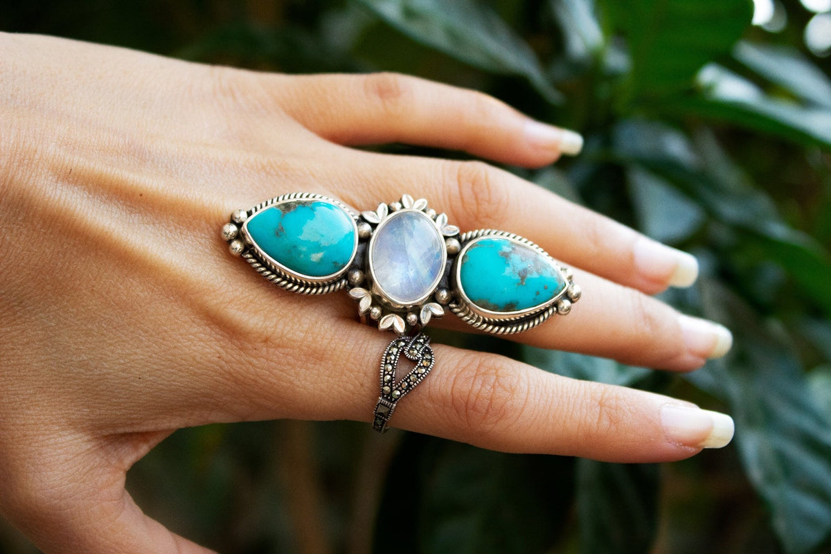 Natural Turquoise Ring, Sterling Silver, Statement Ring, SKU 6239