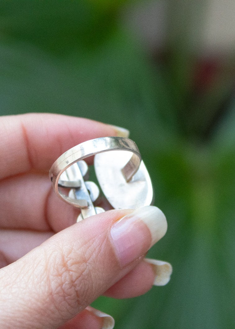 Anillo de ópalo y turquesa natural, piedra natal de diciembre, anillo de ópalo de fuego, SKU 6158