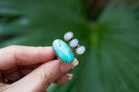 Natural Turquoise & Opal Ring, December Birthstone, Fire Opal Ring, SKU 6158