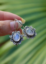 Moonstone Earrings, Blue Flash Earrings, Dangle Earring, Gothic Earrings, SKU 6208