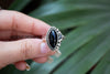 Black Onyx Ring, Sterling Silver Marquise Shape, Stars Ring, SKU 6110